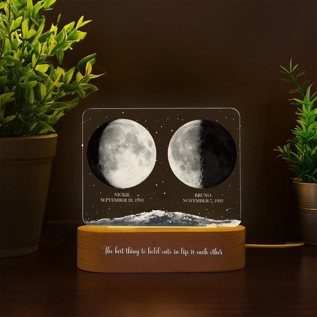 Personalized Moon Phases Couple Night Light, Custom Moon Phase, Anniversary Gift, Gift For Couple, Engagement Gifts, Married Couple Gift