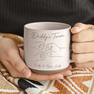 Best Dad Ever Fist Bump - Personalized Engraved Pottery Mug - Father's Day Gift for Dad