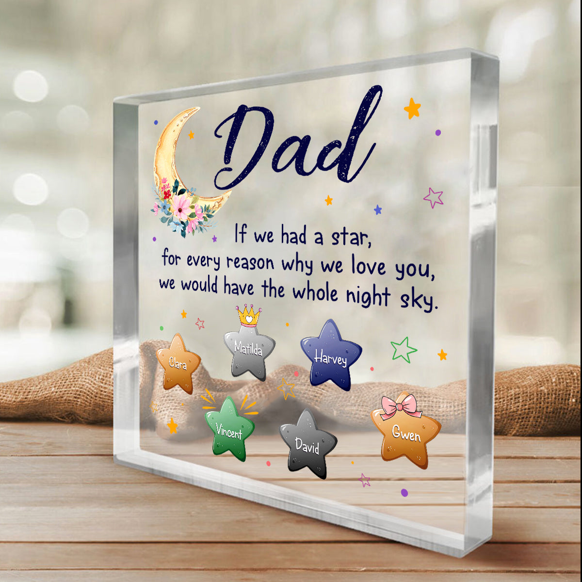 If We Had A Star Personalized Acrylic Block, Dad Grandpa Gifts, Custom Grandkids Name Acrylic Sign For Grandpa, Father's Day Gifts For Grandpa