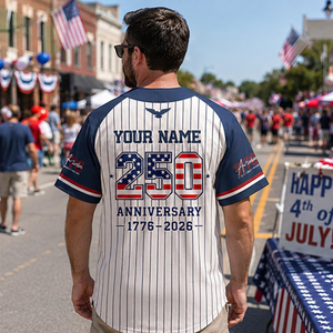Personalized Name Number America 250 Jersey, 4th of July Baseball Shirt, USA Patriotic Jersey, Custom Name Number Independence Day Outfit
