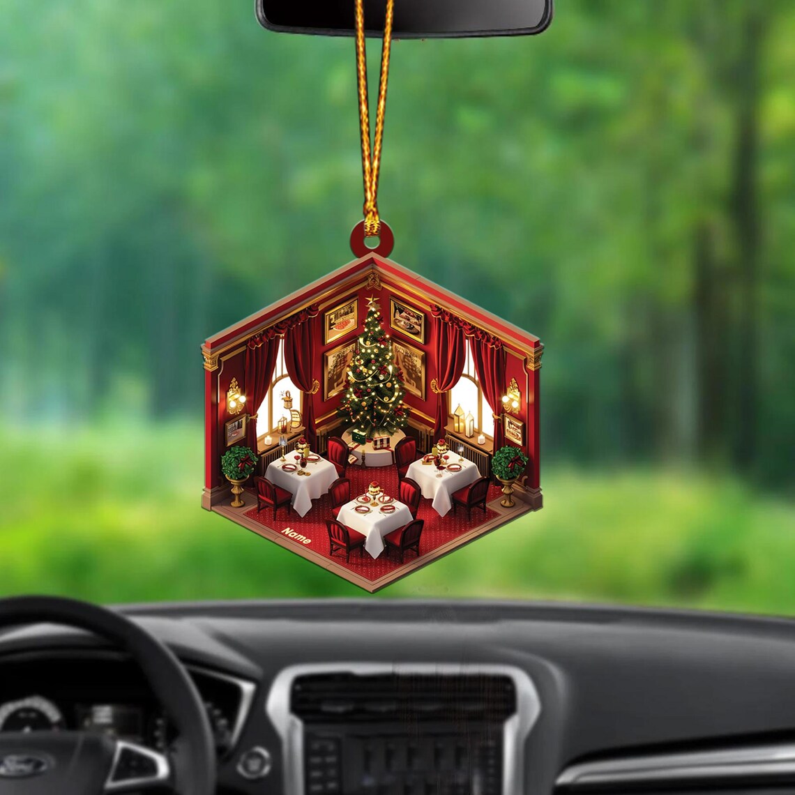 Personalized Restaurant 2D Flat Christmas Ornament, Restaurant Car Ornament, Restaurant Owner Holiday Gift Housewarming Gift