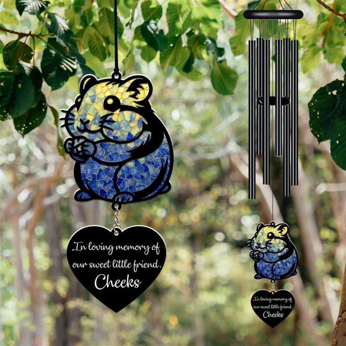 Personalized Memorial Wind Chime, Hamster Wind Chime, Mouse Suncatcher Wind Chime, In Loving Memory, Hamster Loss Gift, Sympathy Gift