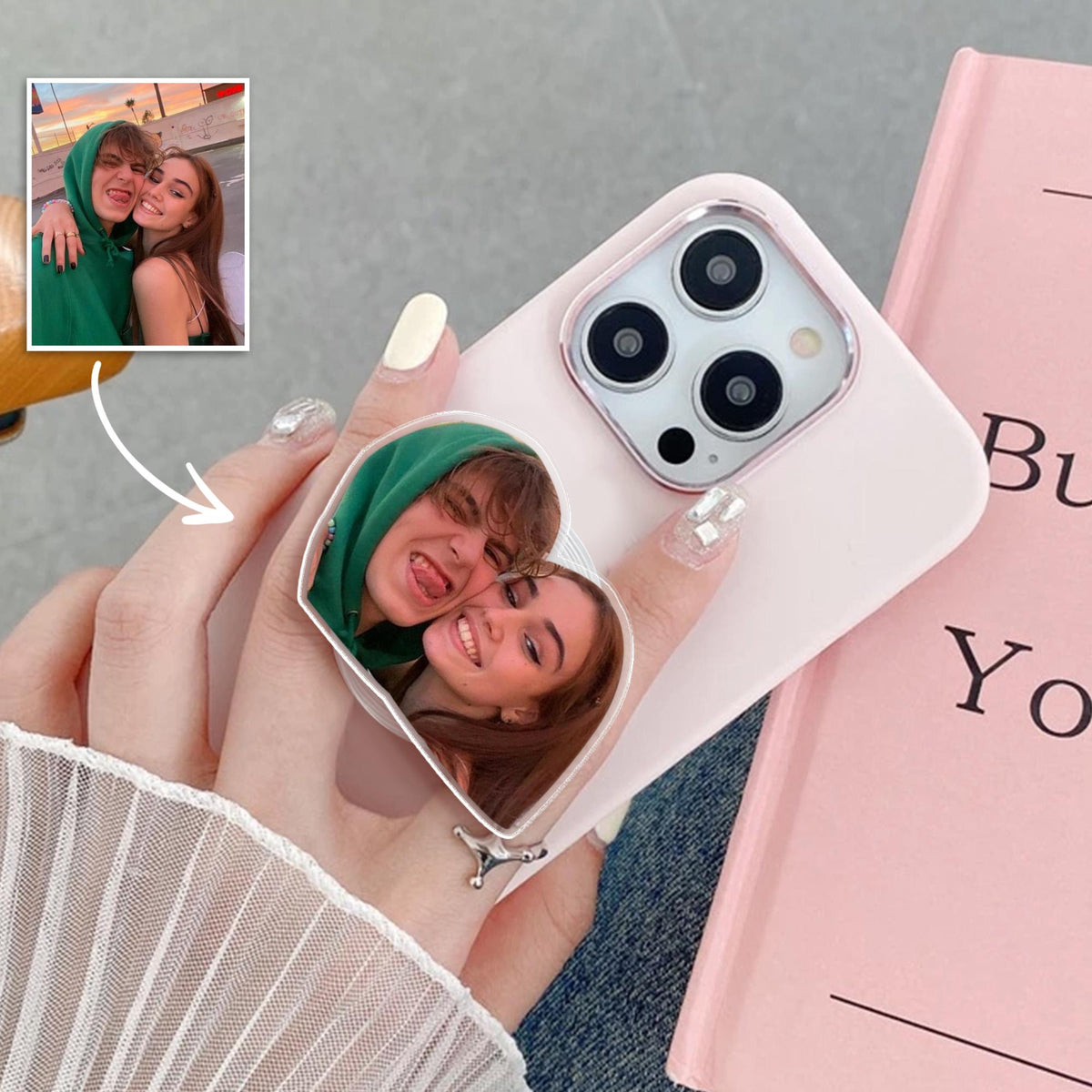Personalized Gift For Him For Her, Custom Photo Phone Grip With Your Photo, Photo Phone Grip Couples Gift, Phone Holder Accessories