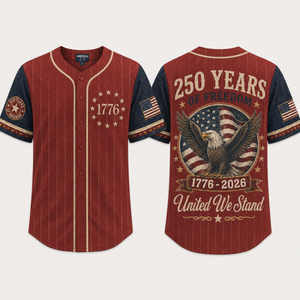 USA 250th Anniversary Baseball Jersey, 1776 2026 Patriotic American Flag Button Shirt, Proud To Be American Freedom Jersey, 4th Of July Gift