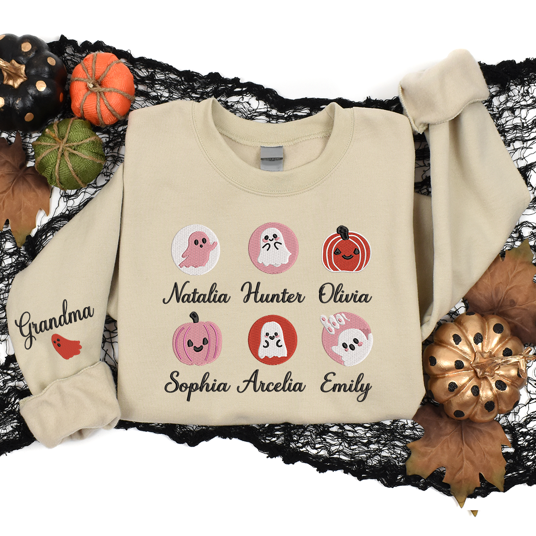 Pink Halloween Cookies Boo - Embroidered Apparel - Gift For Grandma Mom, Halloween Gift