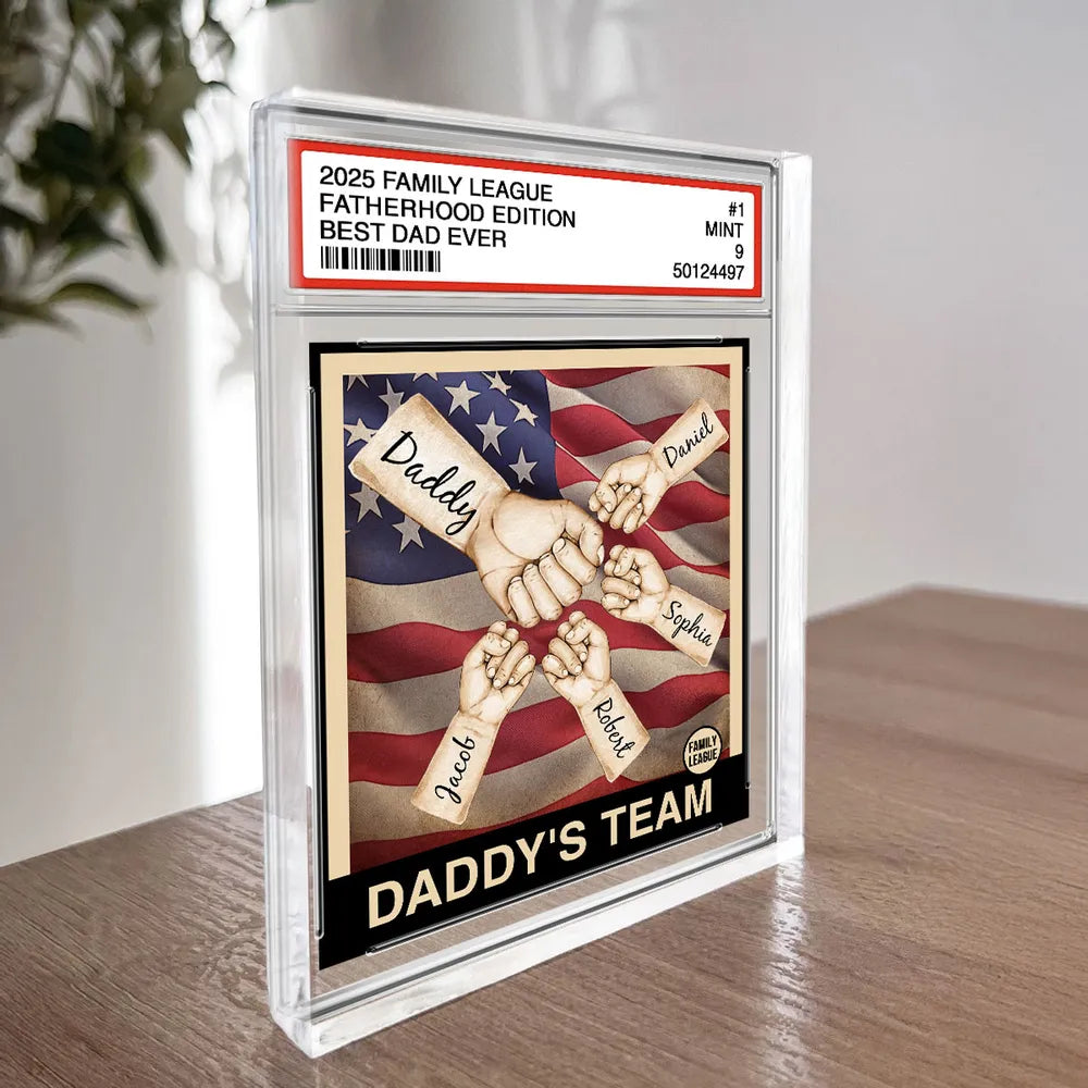 American Daddy's Team Dad Family League - Personalized Acrylic Plaque - Gift For Dad, Father's Day Gift