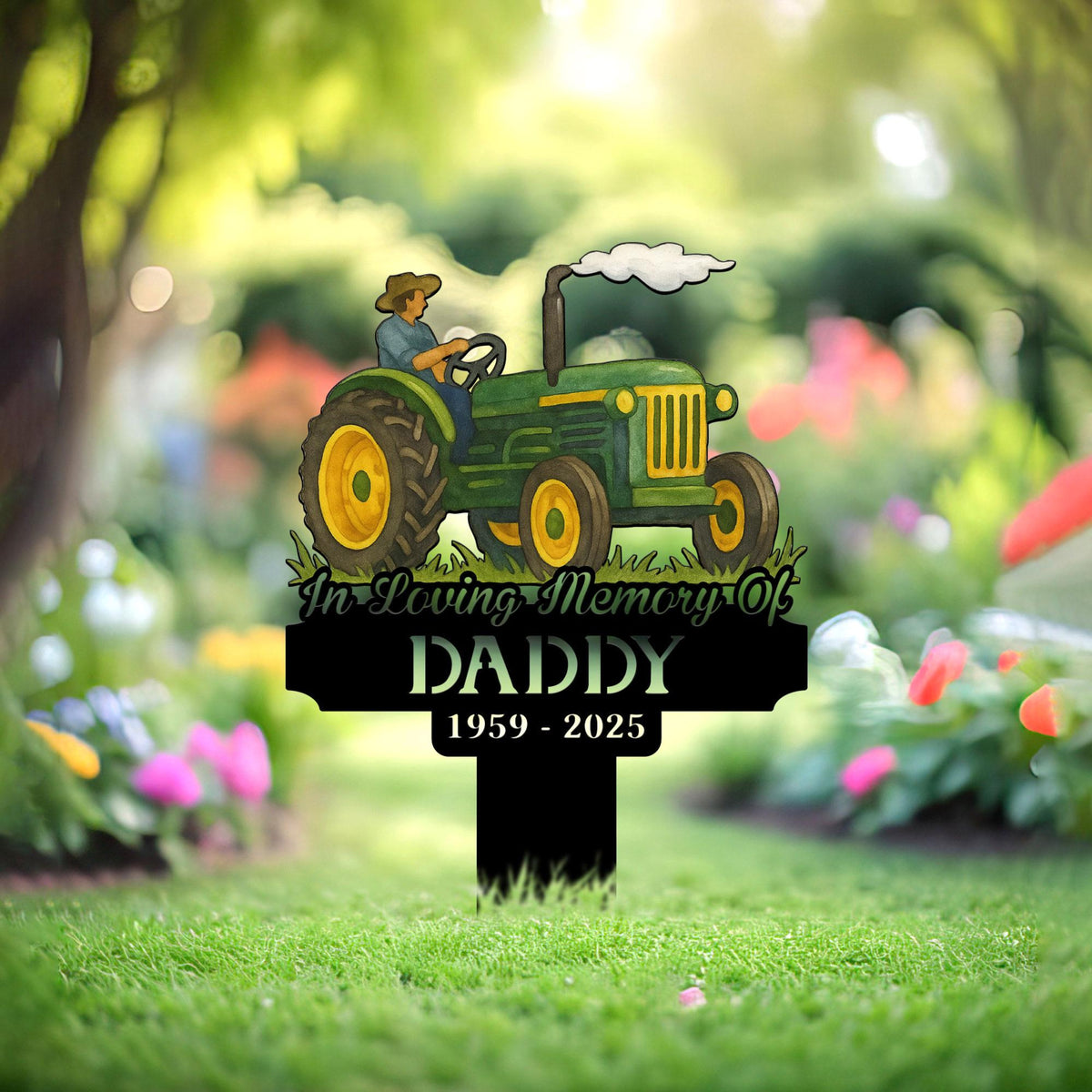 Personalized Farmer Tractor Metal Stake, Custom Tractor Memorial Sign, Farmer Memorial, Dad Loss, Tractor Metal Stake, Fathers Day Gift