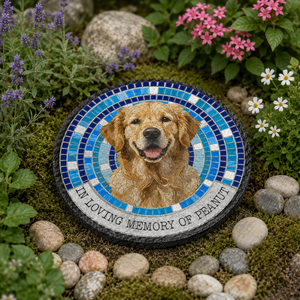 In Loving Memory Upload Photo - Circle Slate Memorial Stone For Dog Cat Memorial