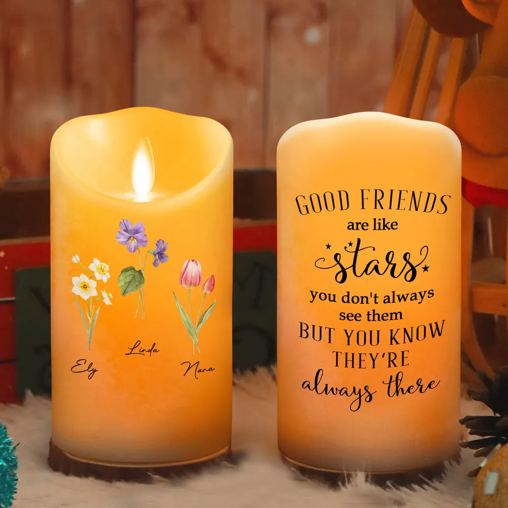 Good Friends Are Like Stars - Personalized LED Candle - Gift For Sisters, Besties