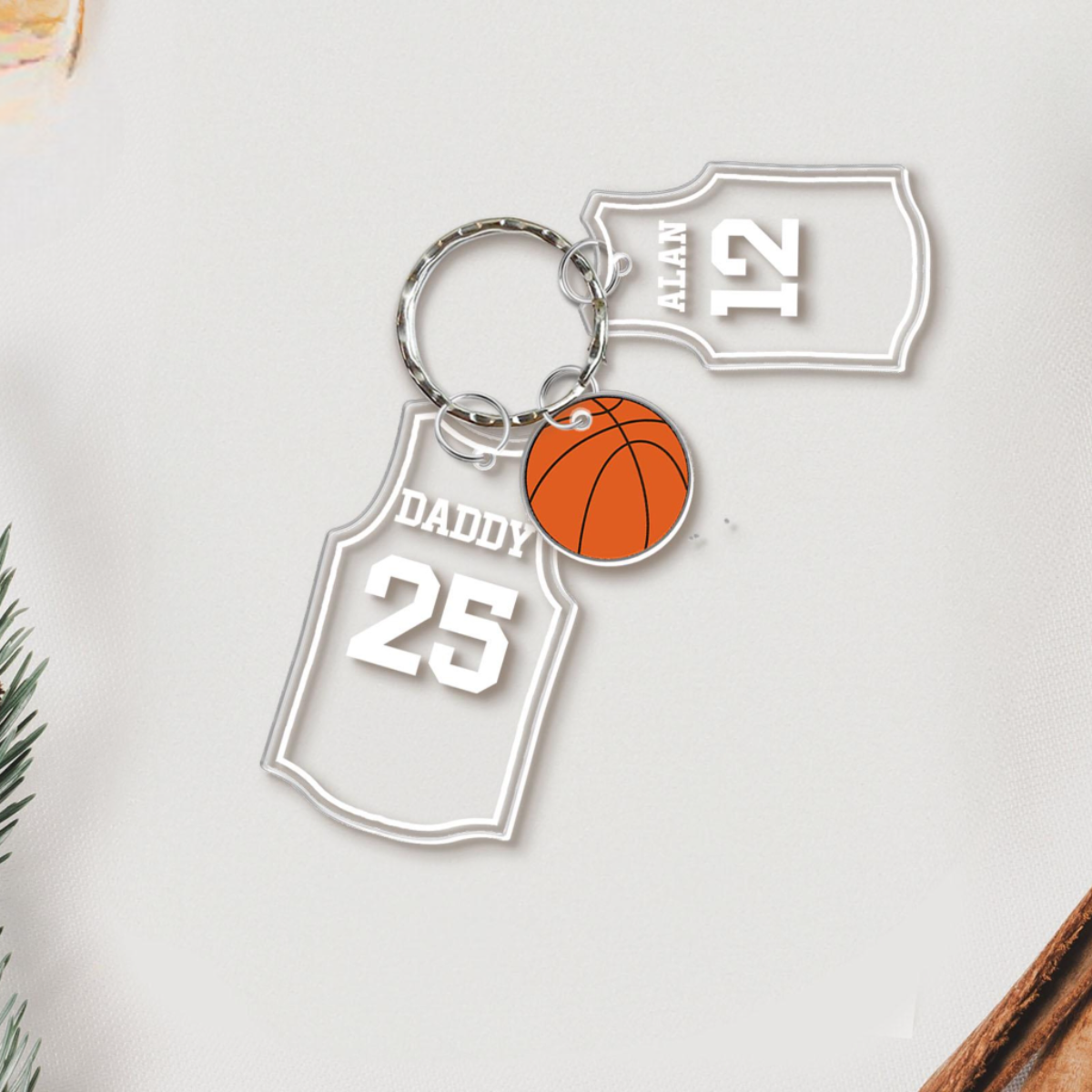 Daddy Basketball Team Keychain Gift, Father's Day Gift from Son Daughter, Personalized Keychain with Kid Names, Gift for Husband, Dad Gift