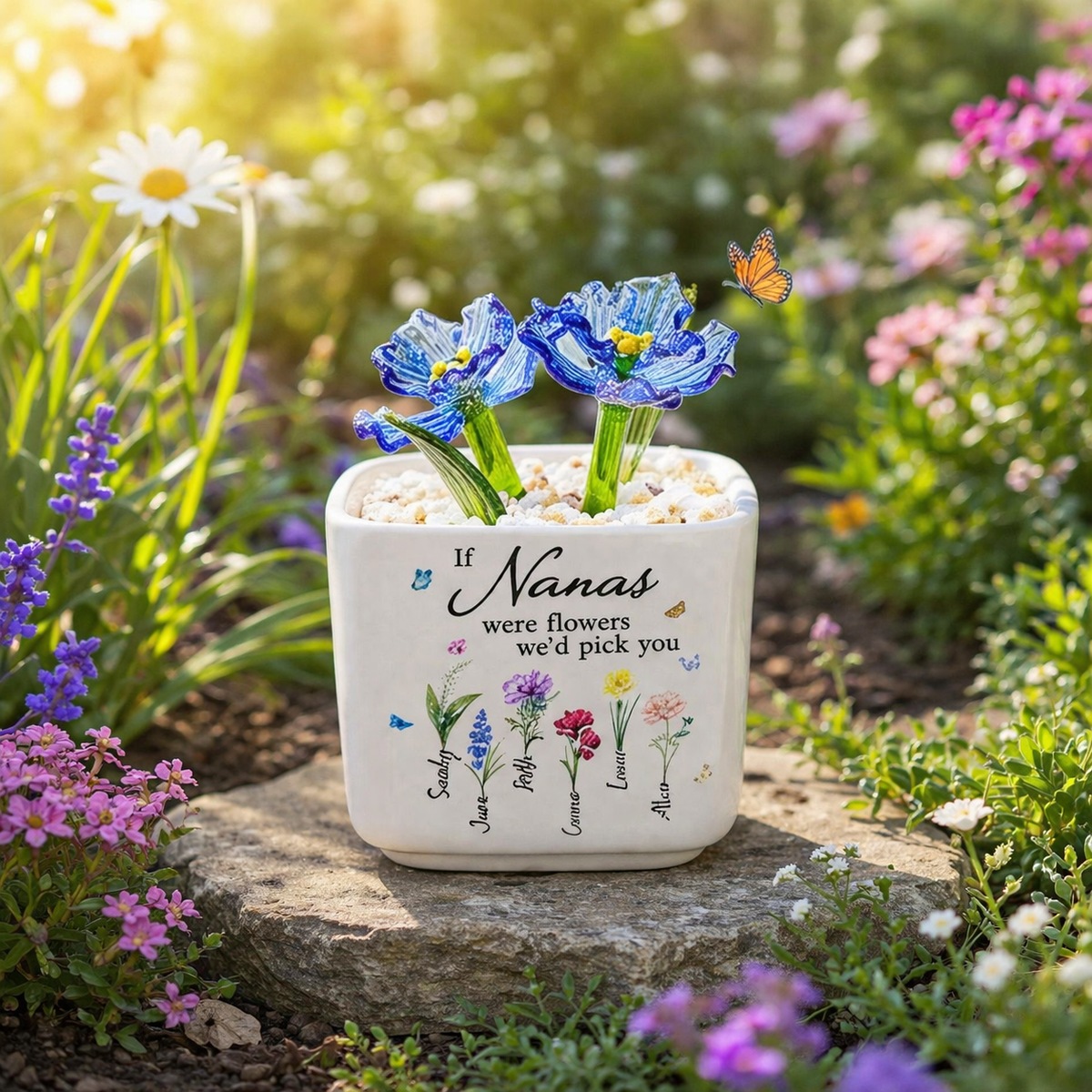 If Nanas Were Flower Glass Pot, Personalized Grandma Gift, Hand Blown Everlasting Flower Plant, Mother's Day Gift for Nana