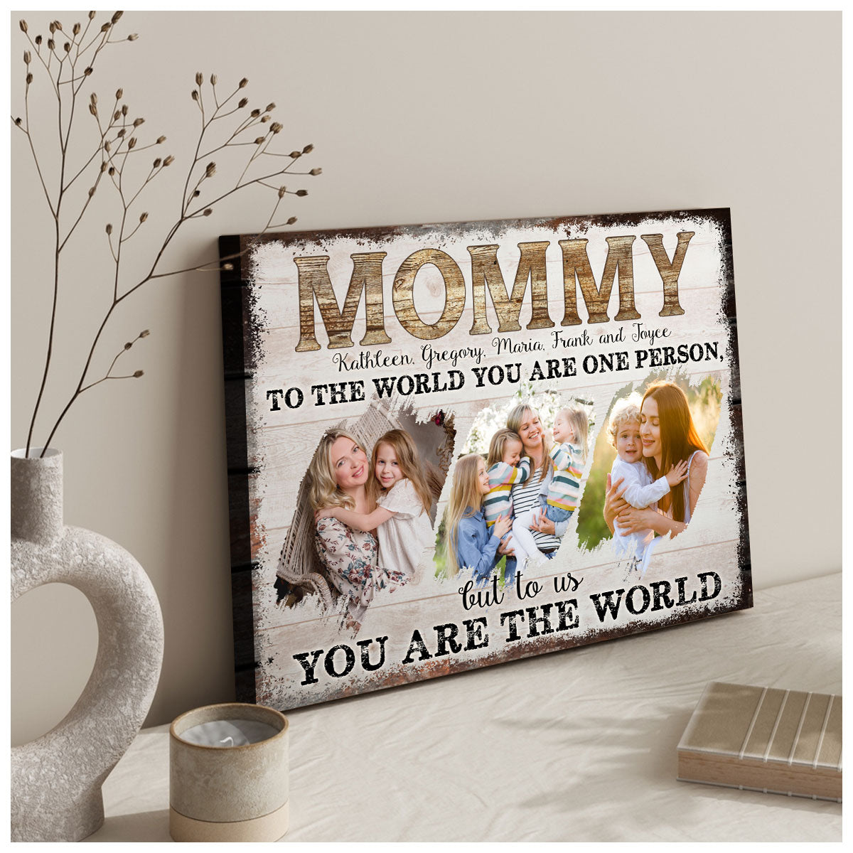 Mommy To Us Your Are The World - Personalized Canvas - Gift For Mom, Mother's Day, Birthday Gift