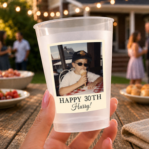 Personalized Birthday Photo Frosted Cups, Custom Polaroid Party Cups, Picture Cup Favors, Adult Birthday Drink Cups, Custom Party Cups