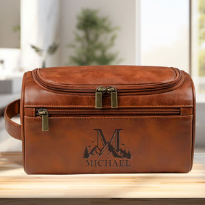 Vintage Legend - Personalized Leather Toiletry Bag - Gift For Dad, Father's Day Gift