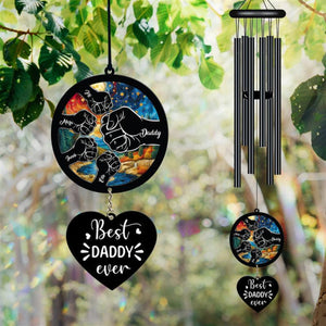 Personalized Wind Chime For Father's Day, Best Dad Ever, Fist Bump, Dad and Kids, Custom Kid Names, Unique Gift, Gift For Papa