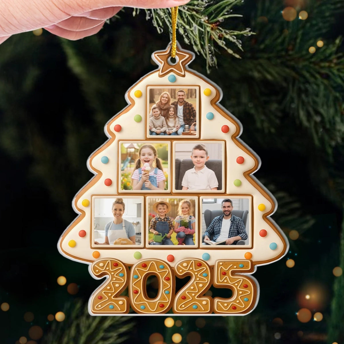 Custom Photo 2025 Christmas Cookie - Personalized Acrylic Ornament - Christmas Gift For Family