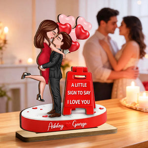 A Little Sign To Say I Love You - Personalized Wooden Plaque - Anniversary Gift, Valentine's Day Gift For Couple