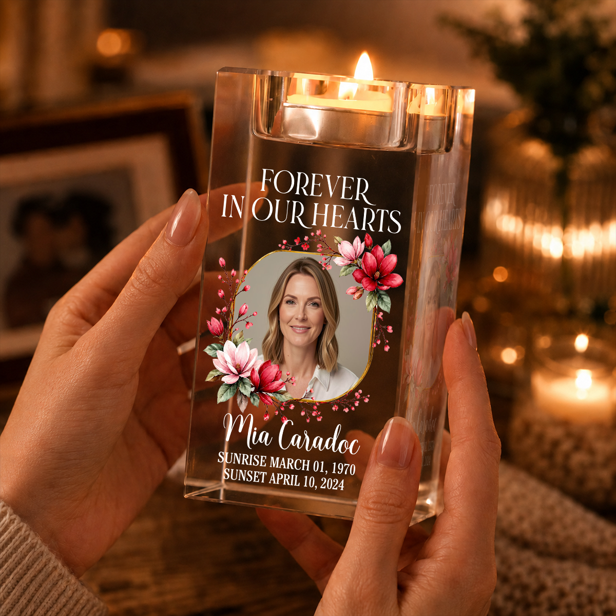 When You Miss Me Have No Fear Blessing - Personalized Crystal Candle Holder