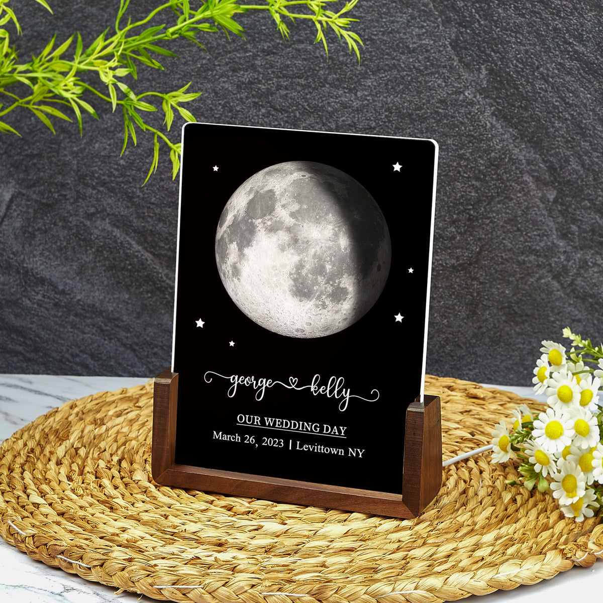 Personalized Night Light with Moon Phase, Couple Gifts, The Night We Met, Custom Moon Phase Light, Acrylic Night Light, Anniversary Gifts