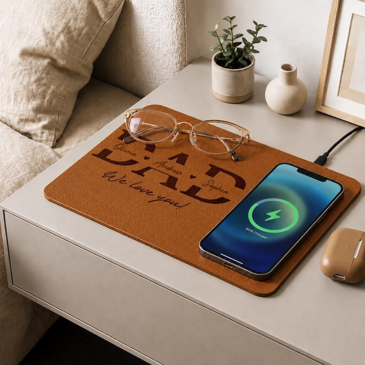 Custom Dad with Kids' Names Personalized Wireless Charging Mat - Gift For Dad Grandpa, Father's Day