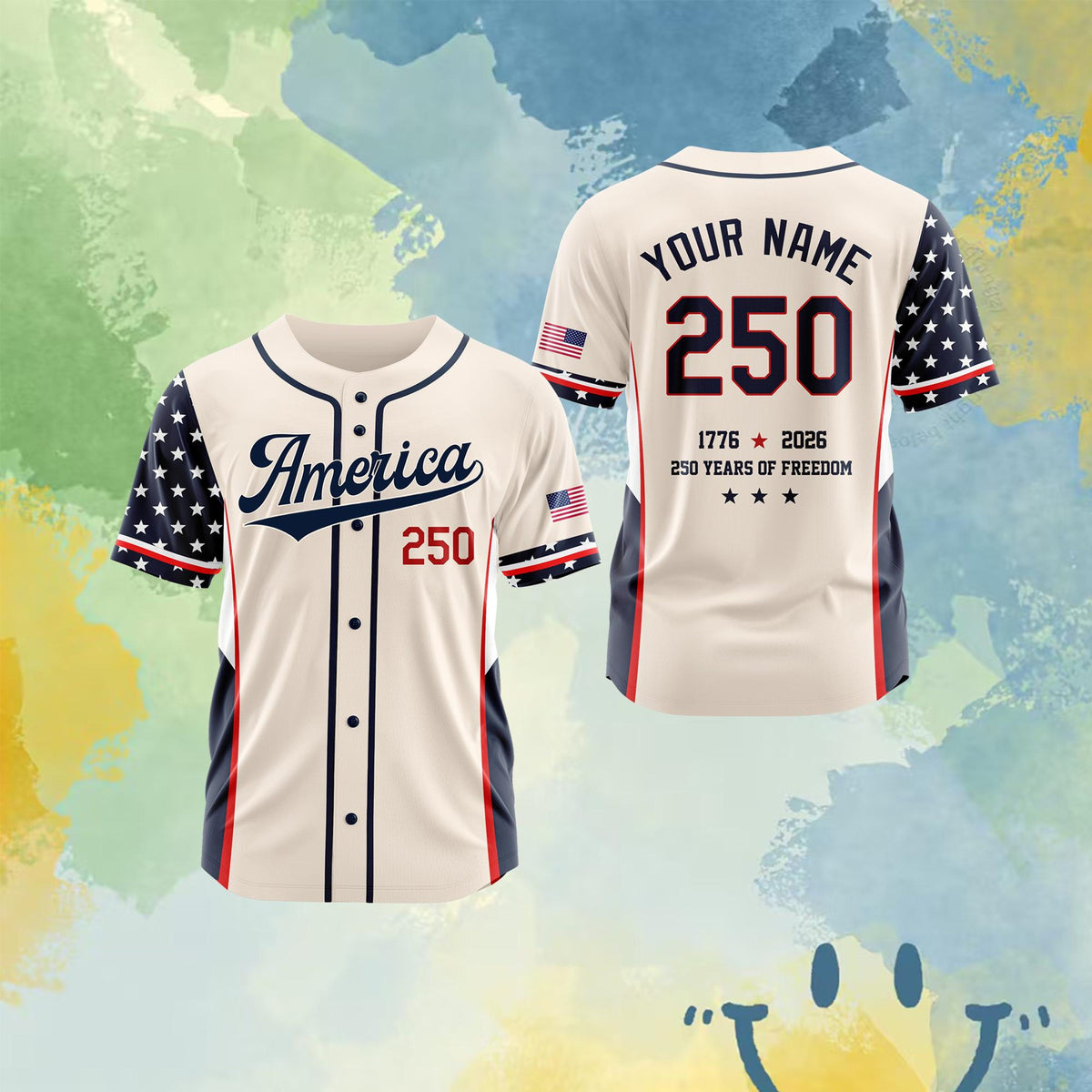 Personalized America 250 Jersey, 4th of July Baseball Shirt, USA Patriotic Jersey, Custom Name Number Independence Day Outfit