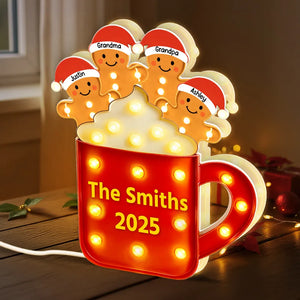 Gingerbread Family - Personalized Light Box - Gift For Family, Christmas Home Decoration