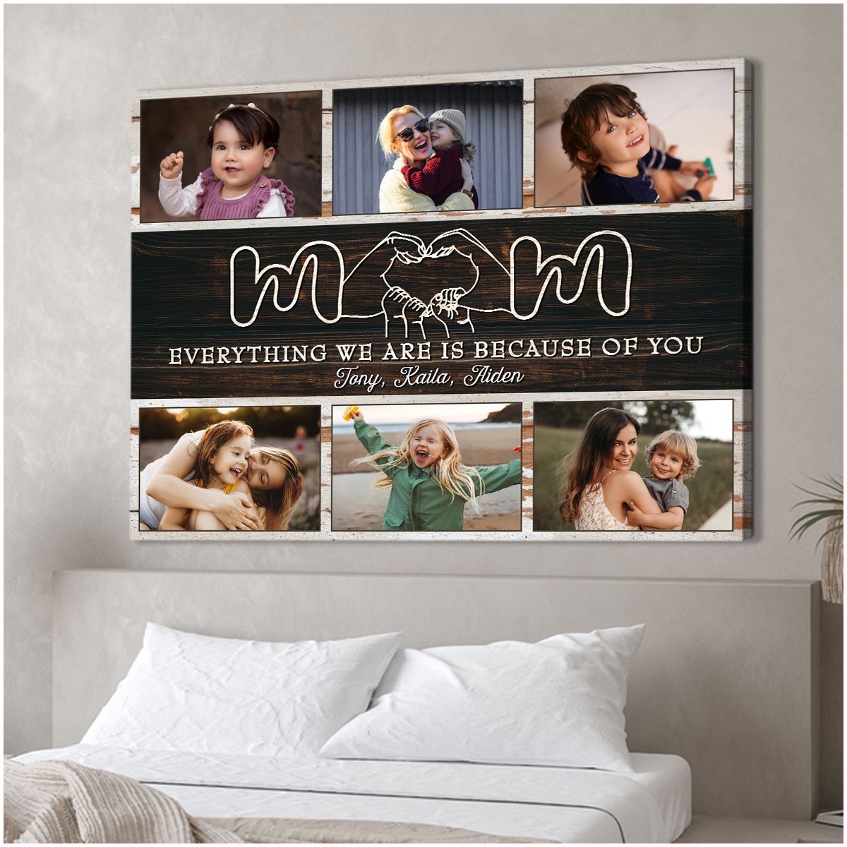 Mom Everything We Are Is Because Of You Up To 6 Photos - Personalized Canvas - Gift For Mother