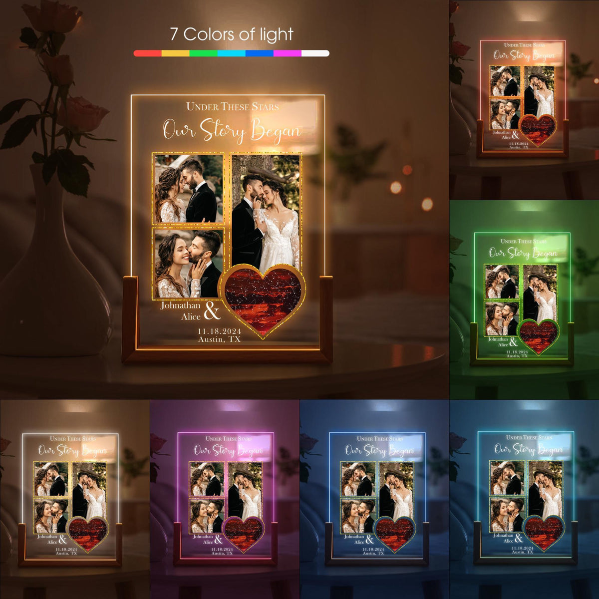 Personalized Photo and Star Map Night Lights, Star Map By Date Night Light, Custom Couples Gift, Valentines Anniversary Gift