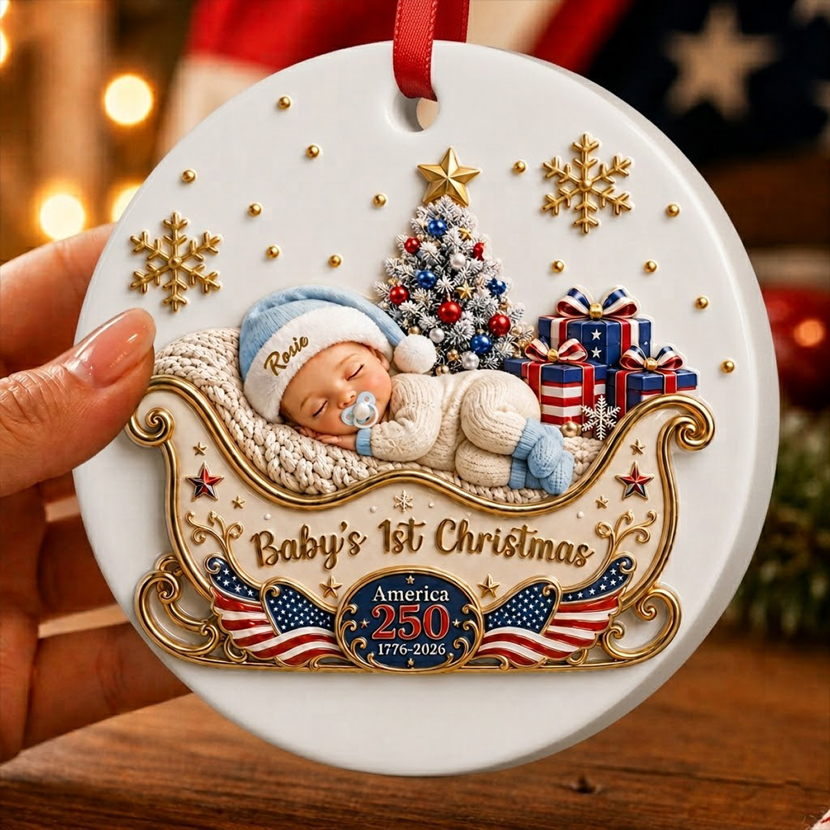 Baby's 1st Christmas - New Mom New Born Ornament - Real 3D Raised Ornament