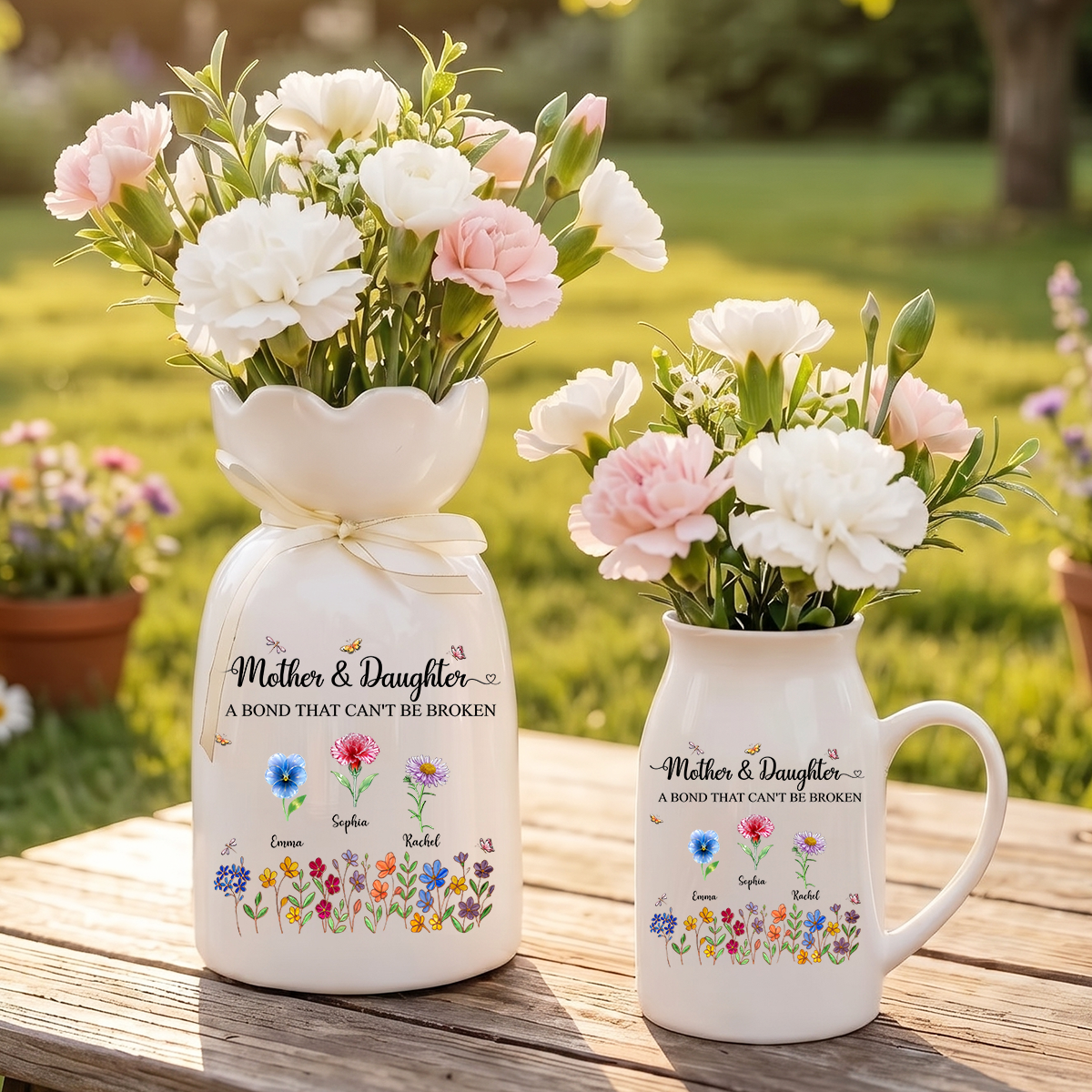 Seed Of Love - Personalized Custom Ribbon Tie Flower Vase