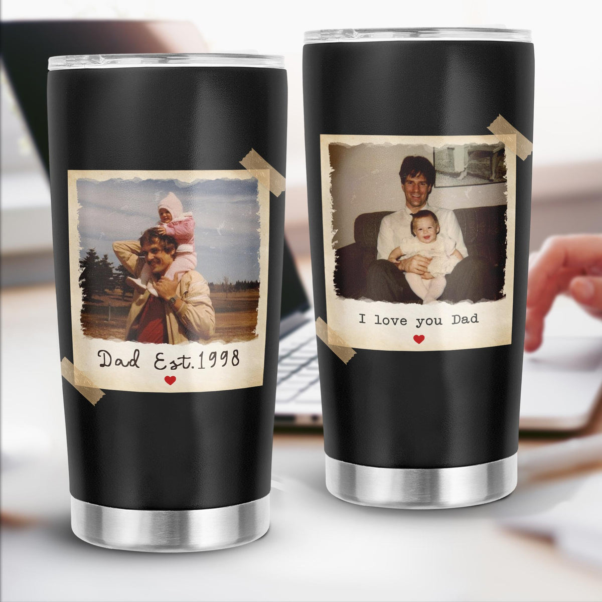 Custom Dad And Kids Photo Tumbler, Fathers Day Gift For Dad, Personalized Tumbler With Picture, New Dad Gift, Grandpa Gift, Gift For Papa