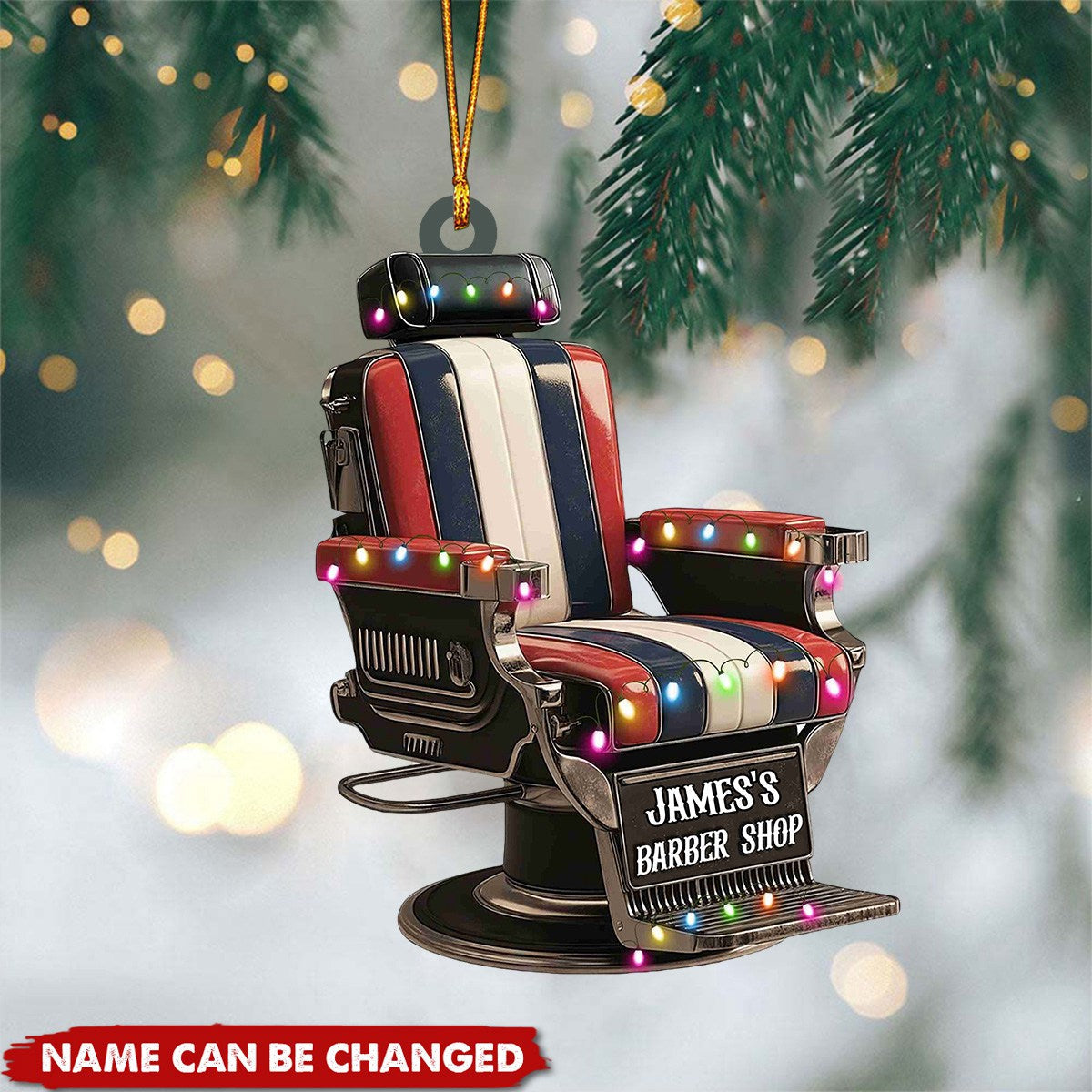 Barber Chair - Personalized Acrylic Ornament - Christmas Gift For Barber Shop