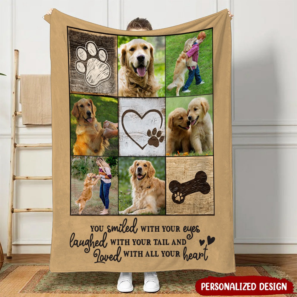 Custom Photo Puppy Pet Dog Loss Gift You Smiled With Your Eyes Memorial Blanket
