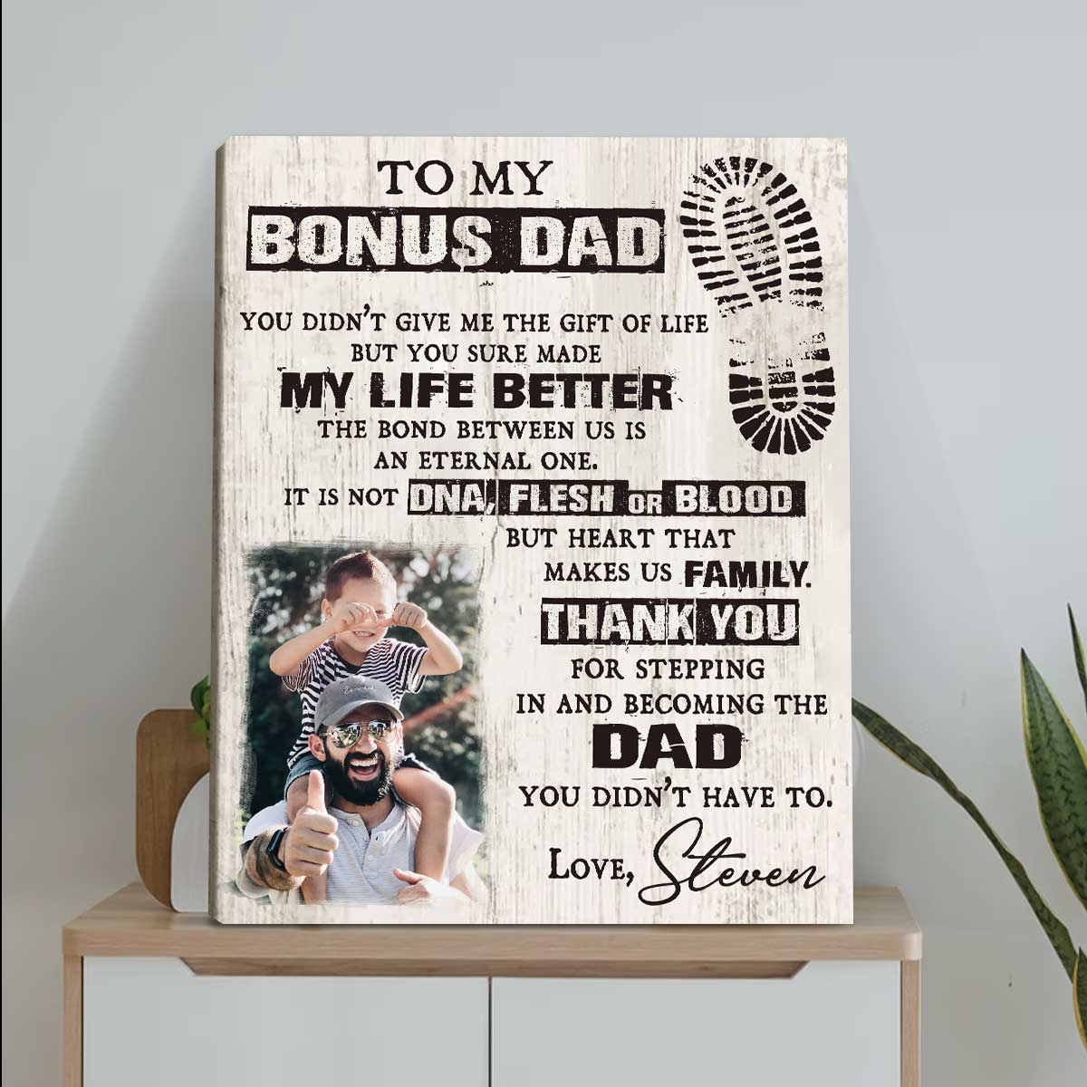 Heart That Made Us Family - Personalized Canvas - Gift For Step Dad, Bonus Dad, Father's Day, Birthday Gift