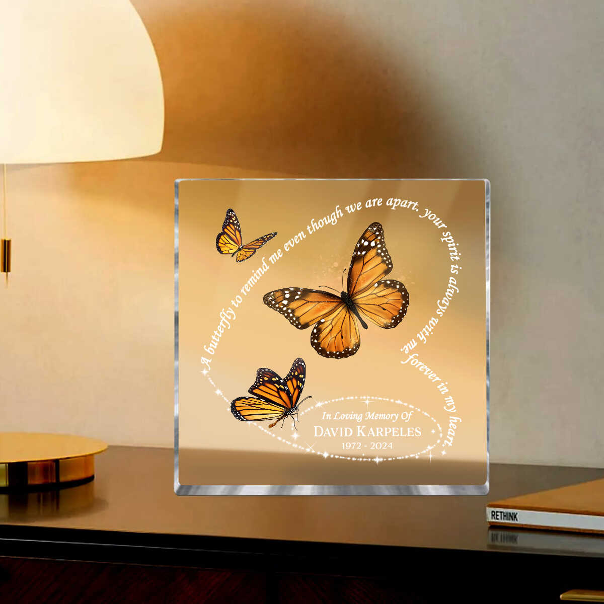 Sympathy Gift For Loss Of Mom, Butterflies Memorial Gift for Loss of Loved One, Memorial Butterfly Acrylic Block