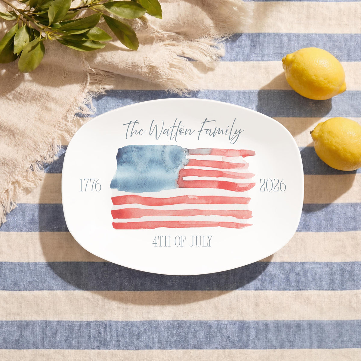 America 250th Anniversary Platter Personalized Family Name Plate Gift Patriotic Serving Tray 4th of July Decor USA 250 Kitchen Decor