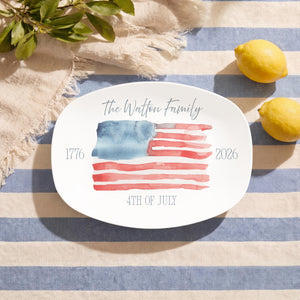 America 250th Anniversary Platter Personalized Family Name Plate Gift Patriotic Serving Tray 4th of July Decor USA 250 Kitchen Decor