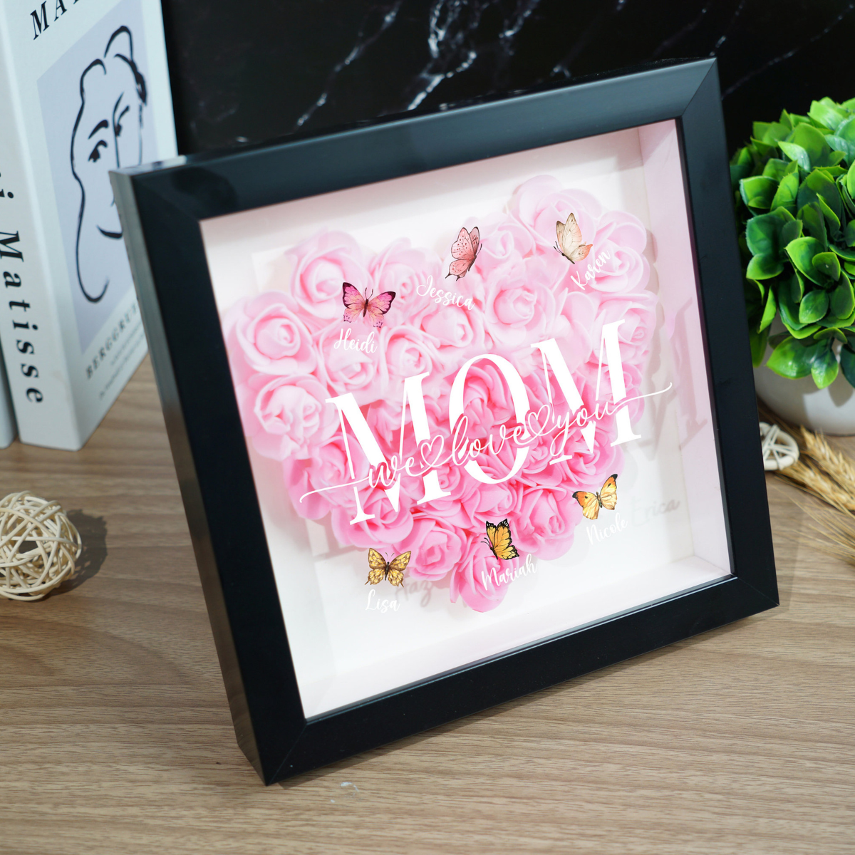 Mom We Love You Butterflies - Custom Flower Frame Box - Gift For Mom, Mother's Day