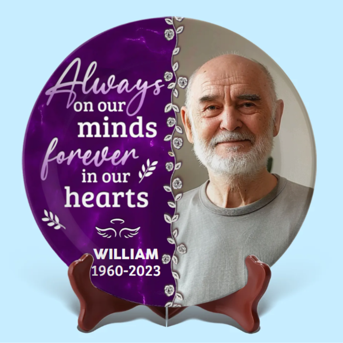 Always On Our Minds Forever In Our Hearts - Personalized Ceramic Plate - Memorial Gift, Sympathy Gift For Family Members