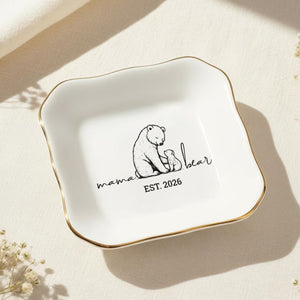 Mama Bear Jewelry Dish, Personalized Jewelry Dish for Mom, Custom Mom Gift, Mother s Day Gift, New Mom Keepsake, Custom Trinket Tray