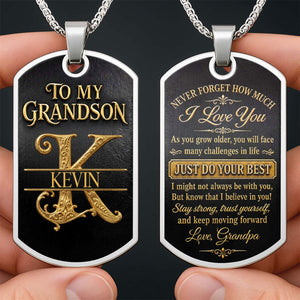 To My Grandson, Personalized Keychain, Gift For Grandson, Son