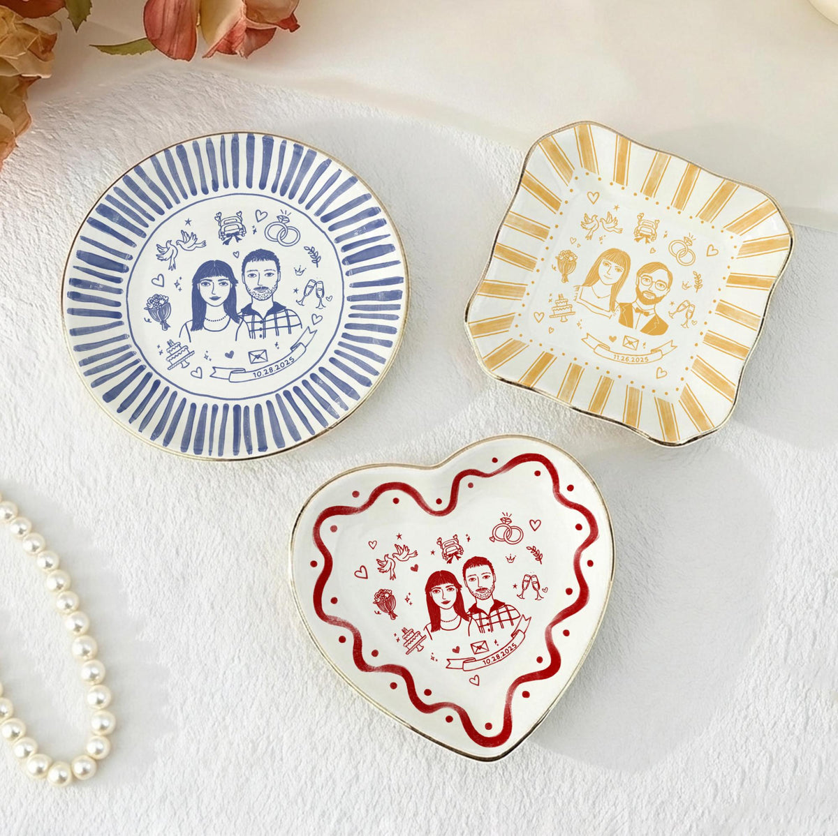 Custom Engagement Ring Dish, Personalized Engagement Gift for Bride, Engaged Jewelry Dish for Her, Custom Wedding Jewelry Tray