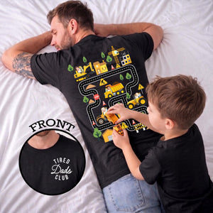 Personalized Tired Dad Club Construction Car Road Map Shirt, Custom Kids Face Dad Shirt, Gift For Dad From Son, Fathers Day Gift for Husband