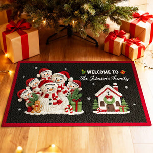 There Is Snow Place Like Home Faux Yarn Effect - Personalized Doormat - Festive Christmas Decor for Family