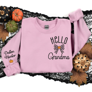Hello Halloween Gift for Grandma and Kids - Embroidered Apparel - Halloween Coquette Gift For Grandma Mommy