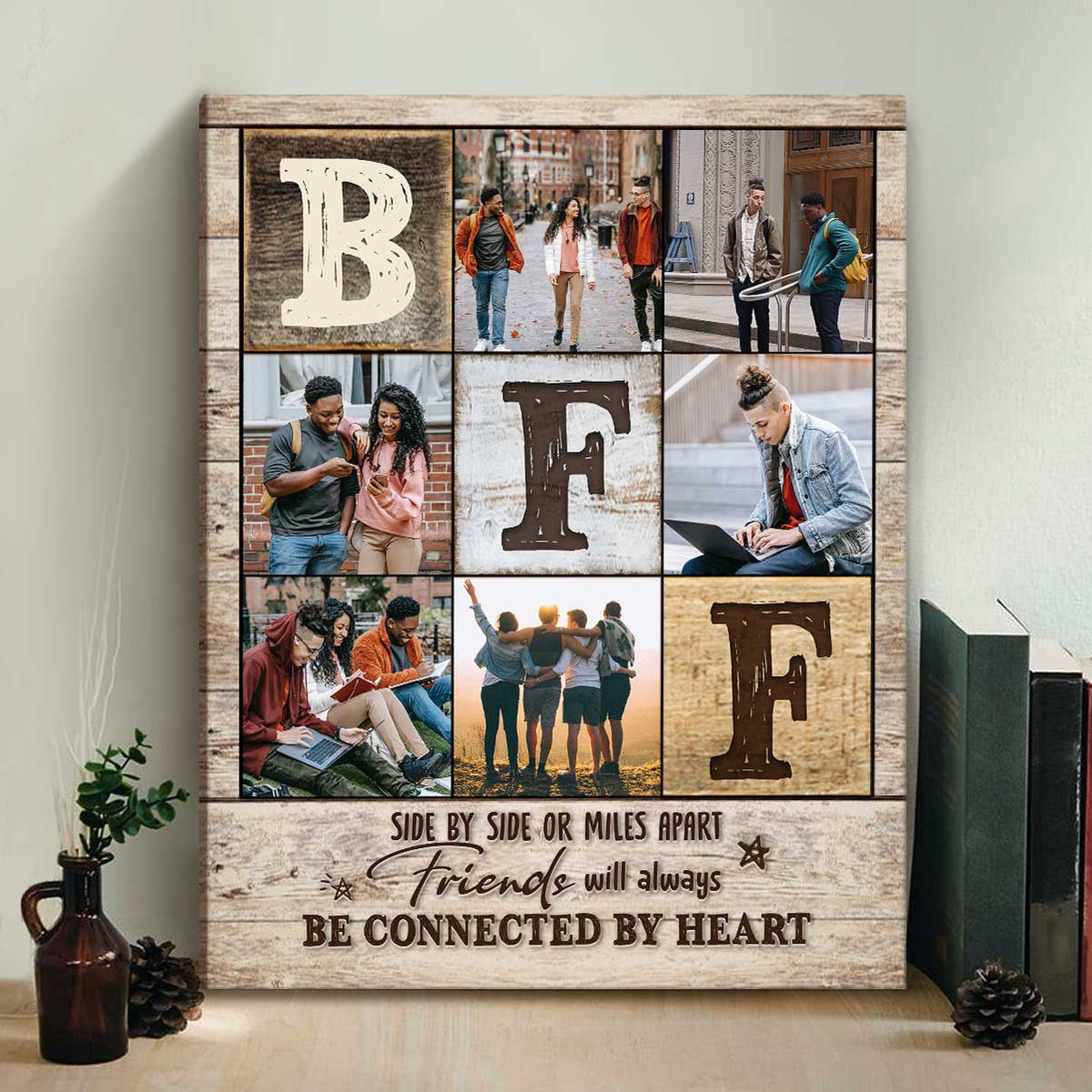 Best Friend Photo Collage Canvas, Unique Best Friend Gifts, Personalized Birthday Gifts for Best Friend