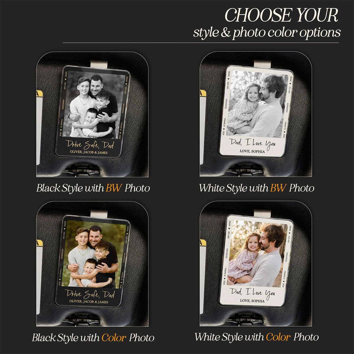 Drive Safe Daddy - Personalized Acrylic Custom Car Visor Clip Keepsake for Dad