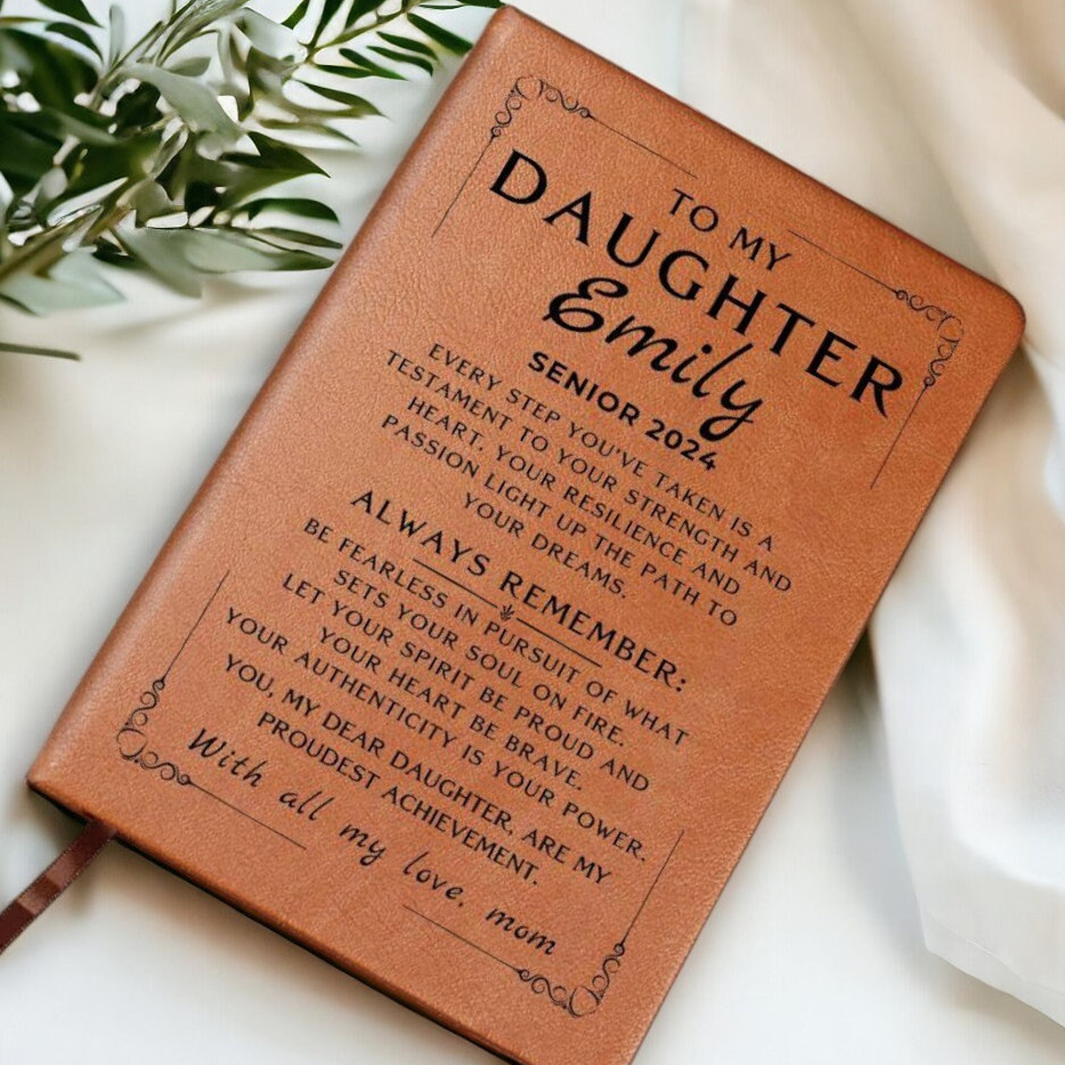 Personalized Gradution Gift For Daughter Son, Leather Journal For Daughter From Mom, Custom College Graduation Gift