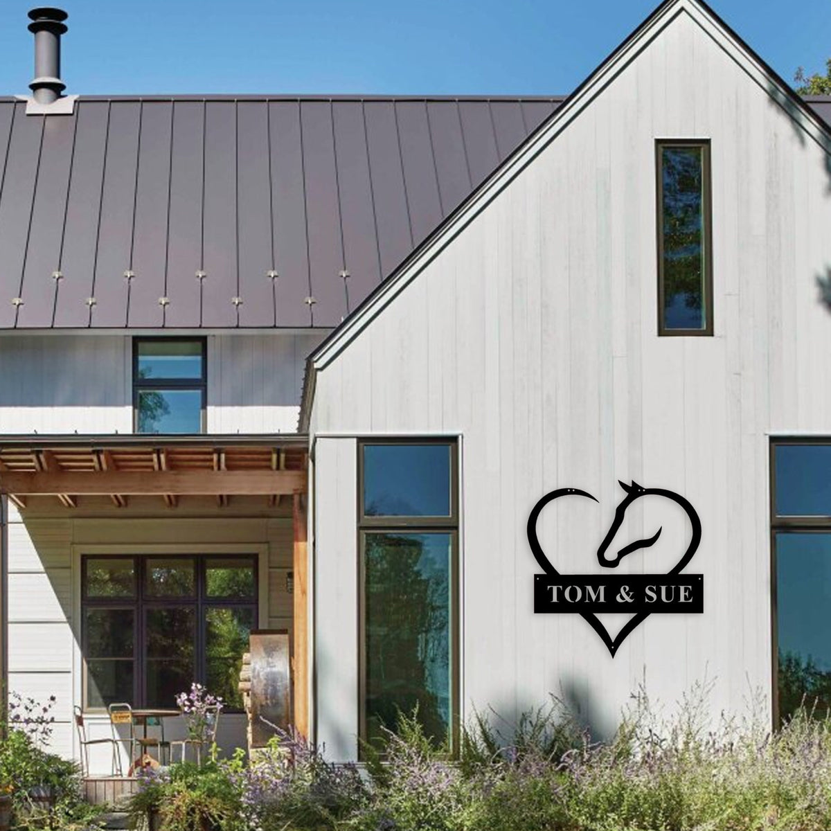 Personalized Metal Barn Name Sign, Heart and Horse Name Sign, Custom Metal Ranch Name Sign, Unique Horse Lovers Gift, Christmas Gift