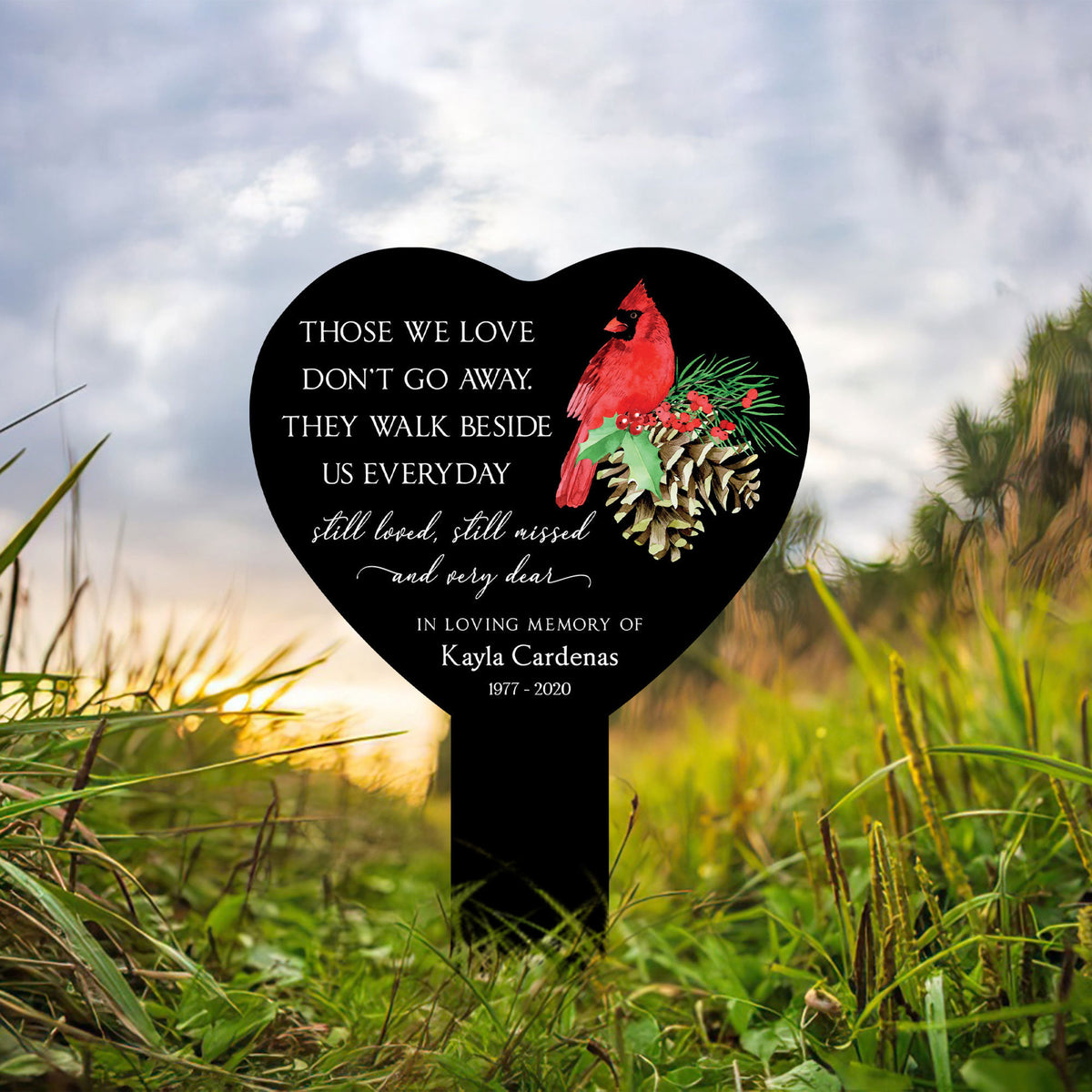 Custom In Loving Memory Stake Acrylic, Tree of Life, Heart Garden Stake, Sympathy Sign, Remembrance Gift, Cardinal Heart, Memorial Plaque